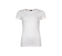 EMPORIO ARMANI Damen T-Shirt - ESSENTIAL STUDS LOGO, Rundhals, Stretch Cotton Creme L
