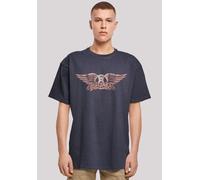 T-Shirt F4NT4STIC "Aerosmith Rock Band Logo", Damen, Gr. S, blau (navy), Obermaterial: 100% Baumwolle, oversize, Rundhals, ohne Bündchen, Shirts T-Shirt, Premium Qualität, Rock-Musik, Band (73252445-S