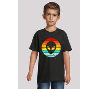 T-Shirt F4NT4STIC "Alien Gesicht Retro Sunset", Mädchen, Gr. 122/128, schwarz, Obermaterial: 100% Baumwolle, regular fit, Rundhals, ohne Bündchen, Shirts T-Shirt, Premium Qualität (95556529-122) schwa