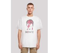 T-Shirt F4NT4STIC "David Bowie Aladdin Sane Distressed", Damen, Gr. S, weiß, Obermaterial: 100% Baumwolle, oversize, Rundhals, ohne Bündchen, Shirts T-Shirt, Print (70180240-S) weiß