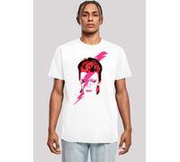 T-Shirt F4NT4STIC "David Bowie Aladdin Sane Lightning Bolt", Herren, Gr. 5XL, weiß, Obermaterial: 100% Baumwolle, regular fit, Rundhals, ohne Bündchen, Shirts T-Shirt, Herren,Premium Merch,Regular-Fit