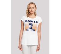 T-Shirt F4NT4STIC "David Bowie Orange Stripes", Damen, Gr. XXL, weiß, Obermaterial: 100% Baumwolle, regular fit, Rundhals, ohne Bündchen, Shirts T-Shirt, Print (82772645-XXL) weiß