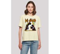 T-Shirt F4NT4STIC "Def Leppard Hysteria", Damen, Gr. M, gelb (softgelb), Obermaterial: 100% Baumwolle, oversize, Rundhals, ohne Bündchen, Shirts T-Shirt, Premium Qualität (82698446-M) softgelb
