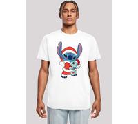 T-Shirt F4NT4STIC "Disney Lilo & Stitch Christmas", Herren, Gr. XXL, weiß, Obermaterial: 100% Baumwolle, regular fit, Rundhals, ohne Bündchen, Shirts T-Shirt, Print (36821607-XXL) weiß