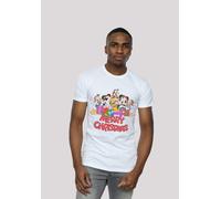 T-Shirt F4NT4STIC "Disney Micky Maus Merry Christmas", Damen, Gr. M, weiß, Obermaterial: 100% Baumwolle, regular fit, Rundhals, ohne Bündchen, Shirts T-Shirt, Print (84012314-M) weiß