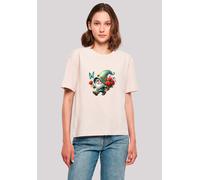 T-Shirt F4NT4STIC "Gnom Frühling Blumen Schmetterling", Damen, Gr. XS, pink, Obermaterial: 100% Baumwolle, oversize, Rundhals, ohne Bündchen, Shirts T-Shirt, Premium Qualität (90788243-XS) pink