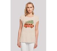 T-Shirt F4NT4STIC "Groovy Weihnachten Camper Van", Damen, Gr. XL, weiß (sandweiß), Obermaterial: 100% Baumwolle, regular fit, Rundhals, ohne Bündchen, Shirts T-Shirt, Premium Qualität, Weihnachts-Koll