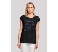 T-Shirt F4NT4STIC "Happy people only New York", Damen, Gr. 3XL, schwarz, Obermaterial: 100% Baumwolle, regular fit, Rundhals, ohne Bündchen, Shirts T-Shirt, Print (91307301-XXXL) schwarz