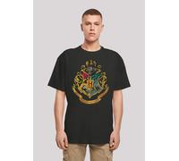 T-Shirt F4NT4STIC "Harry Potter Distressed Hogwarts Crest", Damen, Gr. XS, schwarz, Obermaterial: 100% Baumwolle, oversize, Rundhals, ohne Bündchen, Shirts T-Shirt, Print (90849959-XS) schwarz