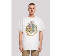 T-Shirt F4NT4STIC "Harry Potter Distressed Hogwarts Crest", Damen, Gr. XXL, weiß, Obermaterial: 100% Baumwolle, oversize, Rundhals, ohne Bündchen, Shirts T-Shirt, Print (77318064-XXL) weiß