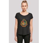 T-Shirt F4NT4STIC "Harry Potter Hogwarts Crest Gold", Damen, Gr. XL, schwarz, Obermaterial: 100% Baumwolle, regular fit, Rundhals, ohne Bündchen, Shirts T-Shirt, Print (35825855-XL) schwarz