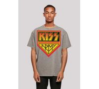 T-Shirt F4NT4STIC "Kiss Rock Band Army Logo", Damen, Gr. 5XL, grau (asphalt), Obermaterial: 100% Baumwolle, oversize, Rundhals, ohne Bündchen, Shirts T-Shirt, Premium Qualität, Musik, By Rock Off (983