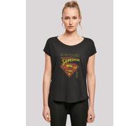 T-Shirt F4NT4STIC "Long Cut T-Shirt DC Comics Superman Shield", Damen, Gr. 3XL, schwarz, Obermaterial: 100% Baumwolle, regular fit, Rundhals, ohne Bündchen, Shirts T-Shirt, Damen,Premium Merch,Lang,Lo