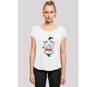 T-Shirt F4NT4STIC "Long Cut T-Shirt Disney Aladdin Genie Face", Damen, Gr. S, weiß, Obermaterial: 100% Baumwolle, regular fit, Rundhals, ohne Bündchen, Shirts T-Shirt, Damen,Premium Merch,Lang,Longshi