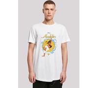 T-Shirt F4NT4STIC "Long Cut T-Shirt 'Disney Aladdin Rope Swing'", Damen, Gr. M, weiß, Obermaterial: 100% Baumwolle, regular fit, Rundhals, ohne Bündchen, Shirts T-Shirt, Herren,Premium Merch,Regular-F