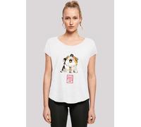 T-Shirt F4NT4STIC "Long Cut T-Shirt Disney Big Hero 6 Baymax Hug", Damen, Gr. S, weiß, Obermaterial: 100% Baumwolle, regular fit, Rundhals, ohne Bündchen, Shirts T-Shirt, Damen,Premium Merch,Lang,Long