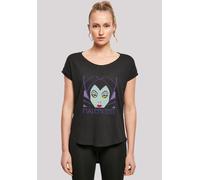 T-Shirt F4NT4STIC "Long Cut T-Shirt Disney Maleficent Cropped Head", Damen, Gr. XS, schwarz, Obermaterial: 100% Baumwolle, regular fit, Rundhals, ohne Bündchen, Shirts T-Shirt, Damen,Premium Merch,Lan