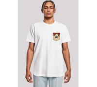 T-Shirt F4NT4STIC "Looney Tunes Tasmanian Devil Face Faux Pocket", Damen, Gr. XS, weiß, Obermaterial: 100% Baumwolle, regular fit, Rundhals, ohne Bündchen, Shirts T-Shirt, Print (53423739-XS) weiß
