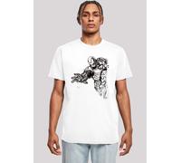 T-Shirt F4NT4STIC "Marvel Superhelden Avengers Iron Man Mono Line", Damen, Gr. M, weiß, Obermaterial: 100% Baumwolle, regular fit, Rundhals, ohne Bündchen, Shirts T-Shirt, Herren,Premium Merch,Regular