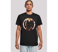T-Shirt F4NT4STIC "Marvel Superhelden Iron Man Montage Symbol", Damen, Gr. XS, schwarz, Obermaterial: 100% Baumwolle, regular fit, Rundhals, ohne Bündchen, Shirts T-Shirt, Herren,Premium Merch,Regular