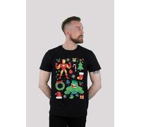T-Shirt F4NT4STIC "Marvel Universe Iron Man And Hulk Weihnachten", Damen, Gr. XS, schwarz, Obermaterial: 100% Baumwolle, regular fit, Rundhals, ohne Bündchen, Shirts T-Shirt, Print (97322637-XS) schwa