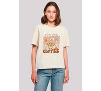 T-Shirt F4NT4STIC "Mothers Day Coffee Lover Mom", Damen, Gr. L, weiß (sandweiß), Obermaterial: 100% Baumwolle, oversize, Rundhals, ohne Bündchen, Shirts T-Shirt, Premium Qualität (95026510-L) sandweiß