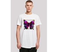 T-Shirt F4NT4STIC "Pink Schmetterling LONG TEE", Herren, Gr. 5XL, weiß, Obermaterial: 100% Baumwolle, regular fit, Rundhals, ohne Bündchen, Shirts T-Shirt, Print (27443113-5XL) weiß