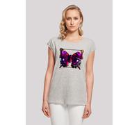 T-Shirt F4NT4STIC "Pink Schmetterling SHORT SLEEVE TEE", Damen, Gr. XXL, grau (erdgrau), Obermaterial: 100% Baumwolle, regular fit, Rundhals, ohne Bündchen, Shirts T-Shirt, Print (73154233-XXL) erdgra