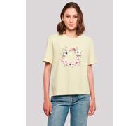 T-Shirt F4NT4STIC "Rosa Blumenkranz", Damen, Gr. XS, gelb (softgelb), Obermaterial: 100% Baumwolle, oversize, Rundhals, ohne Bündchen, Shirts T-Shirt, Premium Qualität (74629046-XS) softgelb