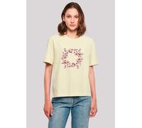 T-Shirt F4NT4STIC "Rosa Frühlings Blumenkranz Dekor", Damen, Gr. L, gelb (softgelb), Obermaterial: 100% Baumwolle, oversize, Rundhals, ohne Bündchen, Shirts T-Shirt, Premium Qualität (38590322-L) soft