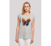 T-Shirt F4NT4STIC "Schmetterling Blumen", Damen, Gr. 4XL, grau (erdgrau), Obermaterial: 100% Baumwolle, regular fit, Rundhals, ohne Bündchen, Shirts T-Shirt, Print (27997134-4XL) erdgrau