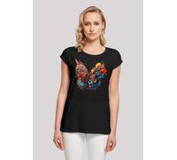T-Shirt F4NT4STIC "Schmetterling Blumen", Damen, Gr. M, schwarz, Obermaterial: 100% Baumwolle, regular fit, Rundhals, ohne Bündchen, Shirts T-Shirt, Print (13511941-M) schwarz