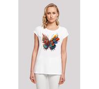 T-Shirt F4NT4STIC "Schmetterling Blumen", Damen, Gr. XL, weiß, Obermaterial: 100% Baumwolle, regular fit, Rundhals, ohne Bündchen, Shirts T-Shirt, Print (68678955-XL) weiß