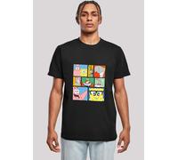 T-Shirt F4NT4STIC "Spongebob Schwammkopf Collage", Damen, Gr. XS, schwarz, Obermaterial: 100% Baumwolle, regular fit, Rundhals, ohne Bündchen, Shirts T-Shirt, Herren,Premium Merch,Regular-Fit,Basic,Be