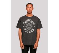 T-Shirt F4NT4STIC "Stranger Things Hawkins Grey Tiger Netflix", Damen, Gr. XL, schwarz, Obermaterial: 100% Baumwolle, oversize, Rundhals, ohne Bündchen, Shirts T-Shirt, Premium Qualität (55098424-XL) 
