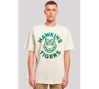 T-Shirt F4NT4STIC "Stranger Things Hawkins Tigers", Damen, Gr. 3XL, beige (sand), Obermaterial: 100% Baumwolle, oversize, Rundhals, ohne Bündchen, Shirts T-Shirt, Premium Qualität (64911913-XXXL) sand