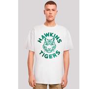 T-Shirt F4NT4STIC "Stranger Things Hawkins Tigers", Damen, Gr. S, weiß, Obermaterial: 100% Baumwolle, oversize, Rundhals, ohne Bündchen, Shirts T-Shirt, Premium Qualität (46529866-S) weiß