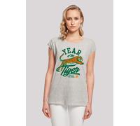 T-Shirt F4NT4STIC "Stranger Things Hawkins Year of The Tiger 86", Damen, Gr. S, grau (erdgrau), Obermaterial: 100% Baumwolle, regular fit, Rundhals, ohne Bündchen, Shirts T-Shirt, Premium Qualität (50