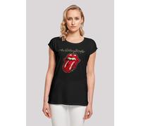 T-Shirt F4NT4STIC "The Rolling Stones Plastered Tongue Washed", Damen, Gr. XS, schwarz, Obermaterial: 100% Baumwolle, regular fit, Rundhals, ohne Bündchen, Shirts T-Shirt, Premium Qualität (48675557-X
