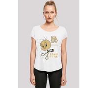 T-Shirt F4NT4STIC "Tweety Lash Curls", Damen, Gr. S, weiß, Obermaterial: 100% Baumwolle, regular fit, Rundhals, ohne Bündchen, Shirts T-Shirt, Print (29829018-S) weiß
