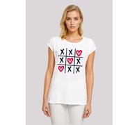 T-Shirt F4NT4STIC "Valentinstag Herz Tic Tac Toe", Damen, Gr. M, weiß, Obermaterial: 100% Baumwolle, regular fit, Rundhals, ohne Bündchen, Shirts T-Shirt, Premium Qualität (76839208-M) weiß