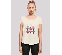 T-Shirt F4NT4STIC "Valentinstag Herz Tic Tac Toe", Damen, Gr. M, weiß (sandweiß), Obermaterial: 100% Baumwolle, regular fit, Rundhals, ohne Bündchen, Shirts T-Shirt, Premium Qualität (56209040-M) sand