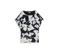 Kurzarmshirt TOM TAILOR PLUS, Damen, Gr. 48, big navy ginkgo, Single Jersey, Obermaterial: 100% Viskose, gemustert, normal hüftbedeckend, Rundhals, Shirts Kurzarmshirt, Sommershirt mit grafischem Must