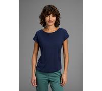 T-Shirt FLASHLIGHTS, Damen, Gr. 36/38, blau (marine), Single Jersey, Obermaterial: 50% Baumwolle, 50% Modal, unifarben, Basic, figurbetont hüftlang, Rundhals, angeschnitten, Shirts T-Shirt, Kurzarm, S