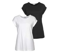 T-Shirt FLASHLIGHTS, Damen, Gr. 48/50, schwarz-weiß (weiß, schwarz), Single Jersey, Obermaterial: 50% Baumwolle, 50% Modal, unifarben, Basic, figurbetont hüftbedeckend, Shirts T-Shirt, figurbetonte Pa