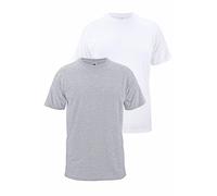 T-Shirt FRUIT OF THE LOOM, Damen, Gr. S (44/46), grau (grau, weiß), Single Jersey, Obermaterial weiß: 100% Baumwolle, unifarben, schmal, Rundhals, normaler Saum, Shirts T-Shirt, aus reiner Baumwolle (