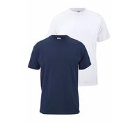 T-Shirt FRUIT OF THE LOOM, Herren, Gr. 5XL (72/74), blau (marine, weiß), Single Jersey, Obermaterial: 100% Baumwolle, unifarben, schmal, Rundhals, normaler Saum, Shirts T-Shirt, aus reiner Baumwolle (
