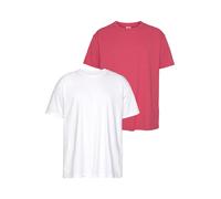 T-Shirt FRUIT OF THE LOOM, Damen, Gr. S (44/46), rot (rot meliert, weiß), Single Jersey, Obermaterial: 100% Baumwolle, meliert, unifarben, schmal, Rundhals, normaler Saum, Shirts T-Shirt, aus reiner B