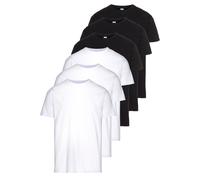 T-Shirt FRUIT OF THE LOOM "sechs Stück in unterschiedlicher Farbkomination", Herren, Gr. L (52/54), schwarz-weiß (weiß, schwarz), Single Jersey, Obermaterial: 100% Baumwolle, unifarben, Basic, schmal