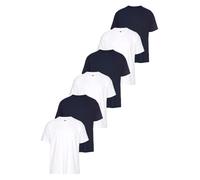 T-Shirt FRUIT OF THE LOOM "sechs Stück in unterschiedlicher Farbkomination", Herren, Gr. S (44/46), blau (weiß, navy), Single Jersey, Obermaterial: 100% Baumwolle, unifarben, Basic, schmal normal, Run
